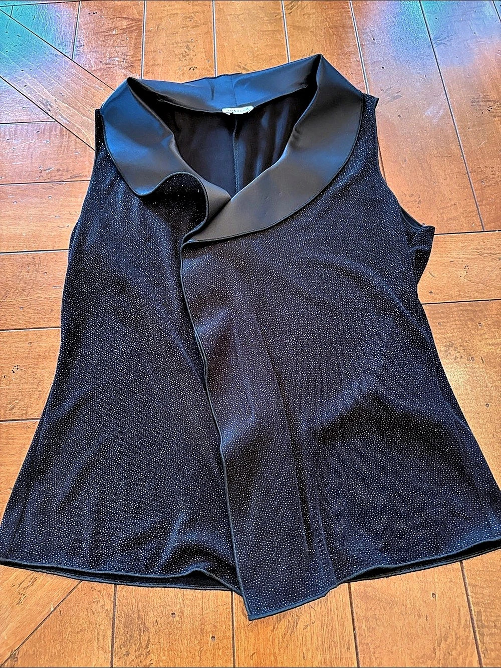 Armani Collezioni Black Draped Collar Blouse Size 4 Like New